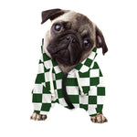 Forest Green And White Checkered Print Dog Zip Up Hoodie