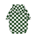 Forest Green And White Checkered Print Dog Zip Up Hoodie