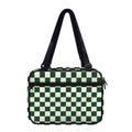 Forest Green And White Checkered Print Double Strap Bible Bag