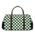 Forest Green And White Checkered Print Duffel Bag
