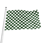 Forest Green And White Checkered Print Flag