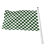 Forest Green And White Checkered Print Flag