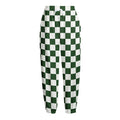 Forest Green And White Checkered Print Fleece Lined Knit Pants