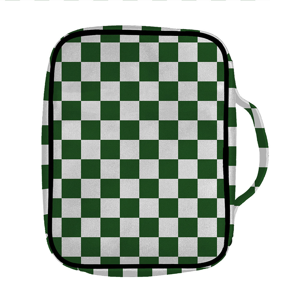 Forest Green And White Checkered Print Front Pocket Bible Bag