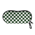Forest Green And White Checkered Print Glasses Case