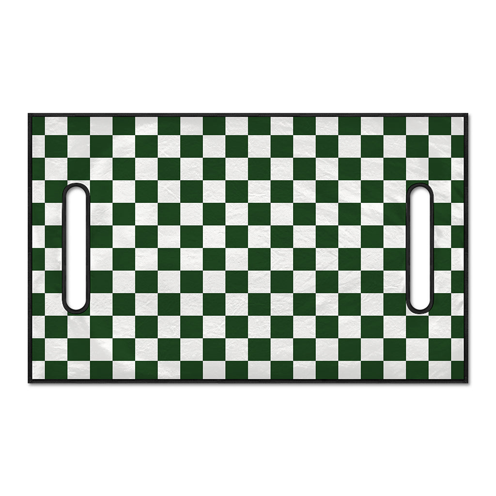 Forest Green And White Checkered Print Golf Cart Seat Cover