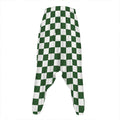 Forest Green And White Checkered Print Hammer Pants