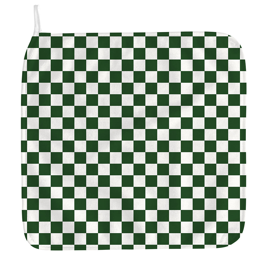 Forest Green And White Checkered Print Hand Towel