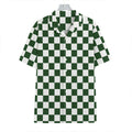 Forest Green And White Checkered Print Hawaiian Shirt