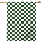 Forest Green And White Checkered Print House Flag