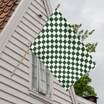 Forest Green And White Checkered Print House Flag
