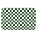 Forest Green And White Checkered Print Indoor Door Mat