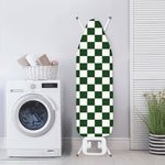 Forest Green And White Checkered Print Ironing Board Cover