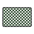 Forest Green And White Checkered Print Kitchen Mat