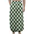 Forest Green And White Checkered Print Lantern Pants