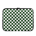 Forest Green And White Checkered Print Laptop Sleeve