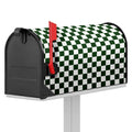 Forest Green And White Checkered Print Mailbox Cover
