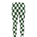 Forest Green And White Checkered Print Men's Leggings