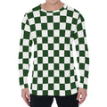Forest Green And White Checkered Print Men's Long Sleeve T-Shirt