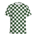 Forest Green And White Checkered Print Men's Athletic T-Shirt