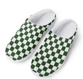 Forest Green And White Checkered Print Mesh Casual Shoes