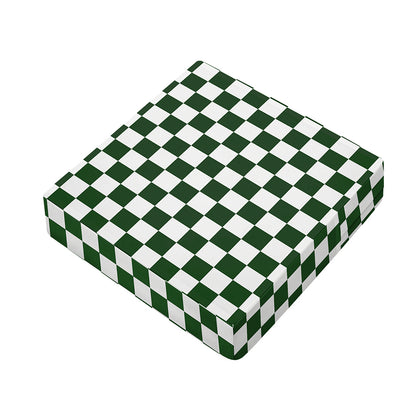 Forest Green And White Checkered Print Outdoor Seat Cushion Cover