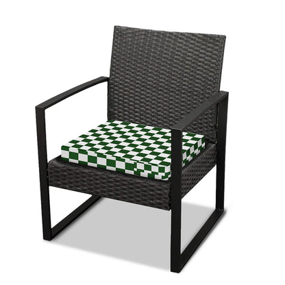 Forest Green And White Checkered Print Outdoor Seat Cushion Cover
