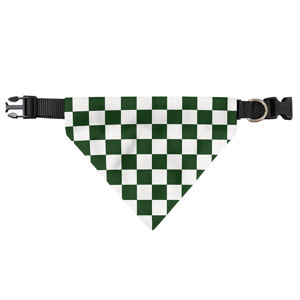 Forest Green And White Checkered Print Over The Collar Dog Bandana