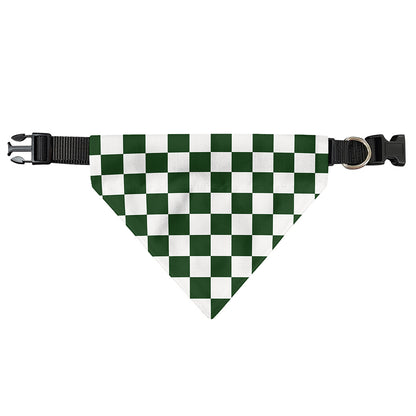 Forest Green And White Checkered Print Over The Collar Dog Bandana