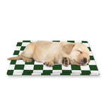 Forest Green And White Checkered Print Pet Cooling Mat Cover