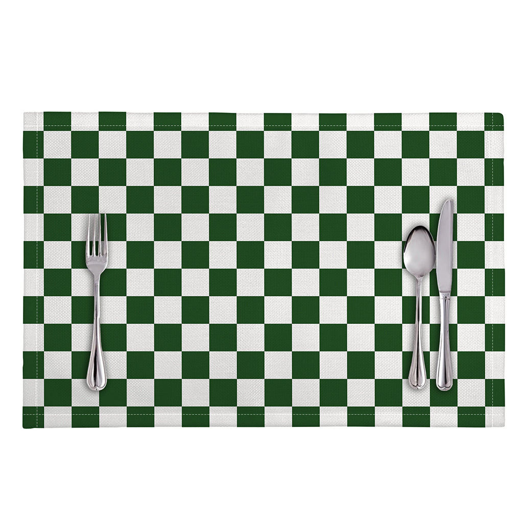 Forest Green And White Checkered Print Placemat