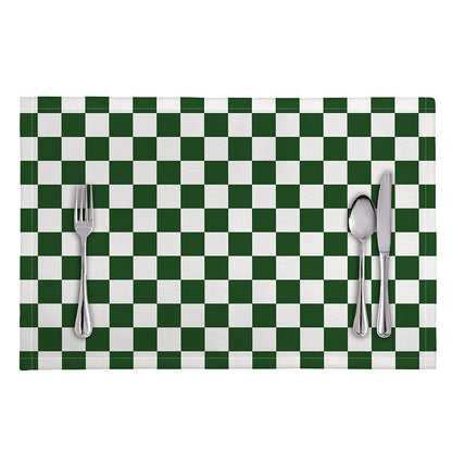 Forest Green And White Checkered Print Placemat