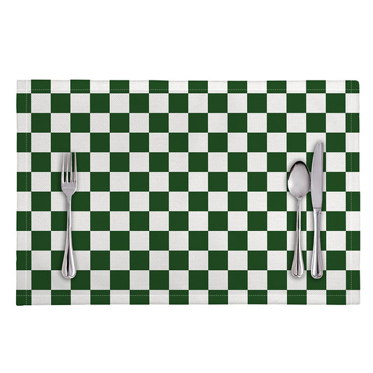 Forest Green And White Checkered Print Placemat