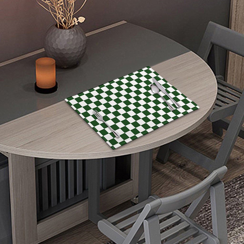 Forest Green And White Checkered Print Placemat
