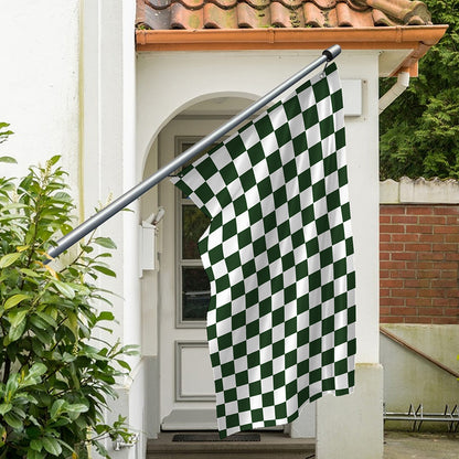 Forest Green And White Checkered Print Polyester Flag