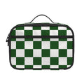 Forest Green And White Checkered Print Portable Lunch Bag