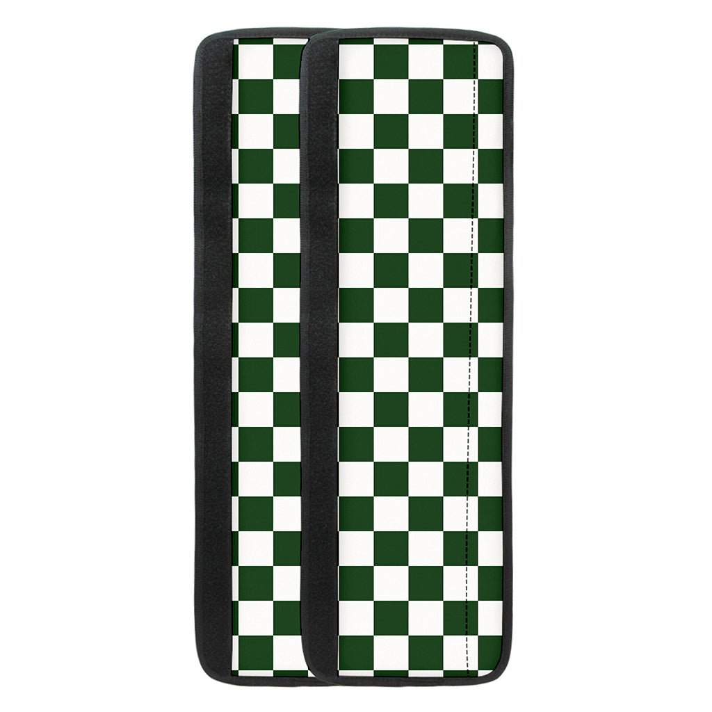 Forest Green And White Checkered Print Refrigerator Handle Covers