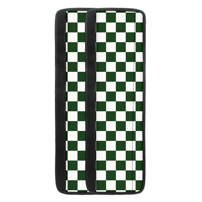 Forest Green And White Checkered Print Refrigerator Handle Covers
