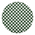 Forest Green And White Checkered Print Round Blanket