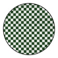 Forest Green And White Checkered Print Round Floor Mat