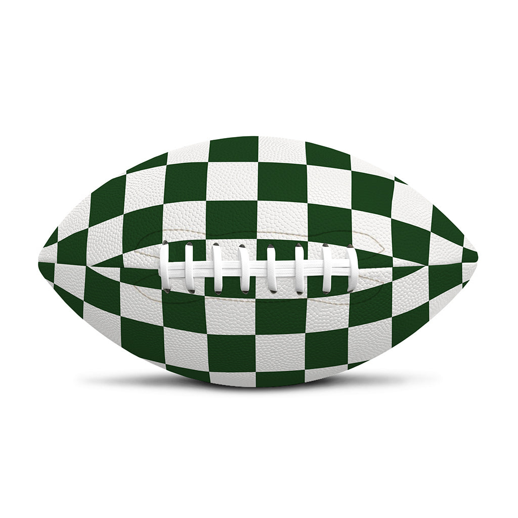 Forest Green And White Checkered Print Rugby Ball