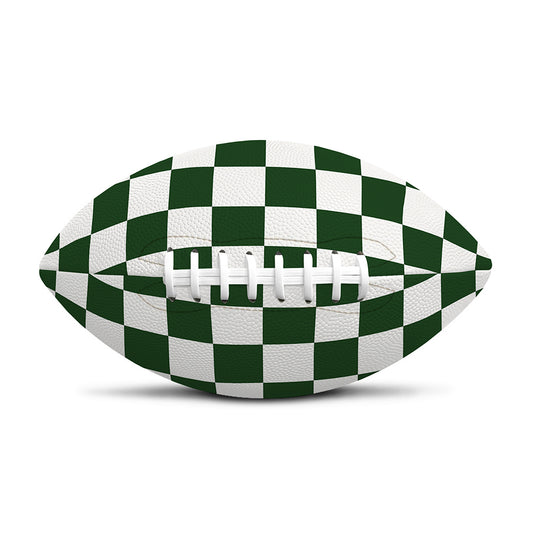 Forest Green And White Checkered Print Rugby Ball