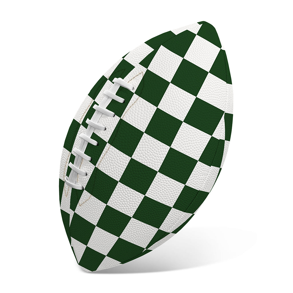 Forest Green And White Checkered Print Rugby Ball