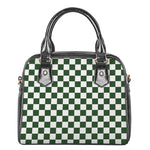 Forest Green And White Checkered Print Shoulder Handbag