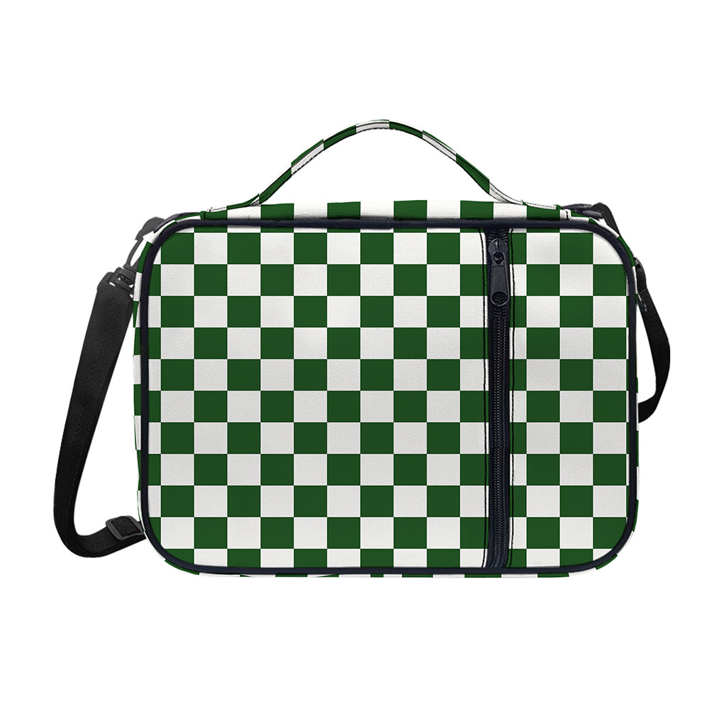 Forest Green And White Checkered Print Shoulder Strap Bible Bag