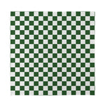 Forest Green And White Checkered Print Silk Bandana