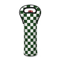 Forest Green And White Checkered Print Single Neoprene Wine Tote