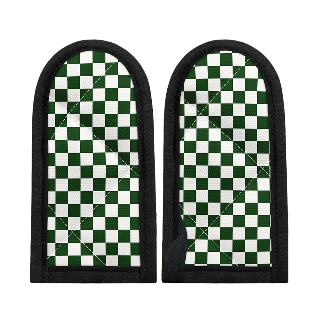 Forest Green And White Checkered Print Skillet Handle Cover