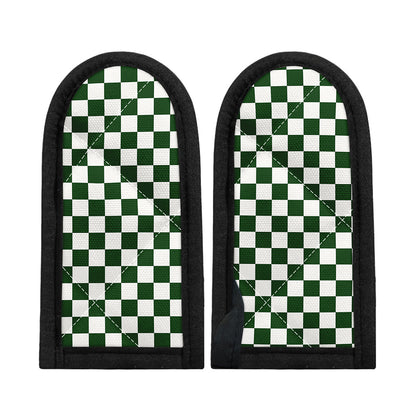 Forest Green And White Checkered Print Skillet Handle Cover