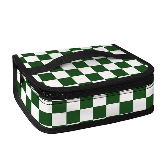 Forest Green And White Checkered Print Small Lunch Bag